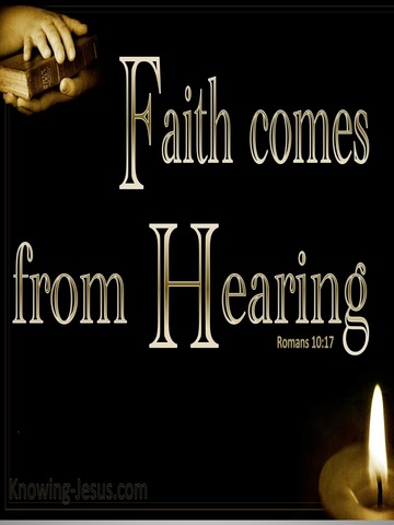 Romans 10:17 Faith Comes By Hearing (beige)